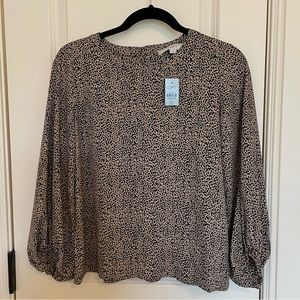 NWT LOFT leopard animal print long sleeve blouse XS petite